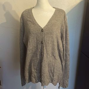 NWT Karen Scott light Brown/White variegated Cardigan Sweater Sz XL